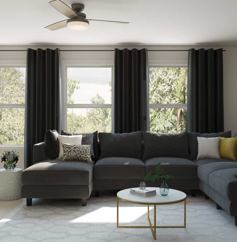 Contemporary, Glam Living Room Design by Havenly Interior Designer Christine