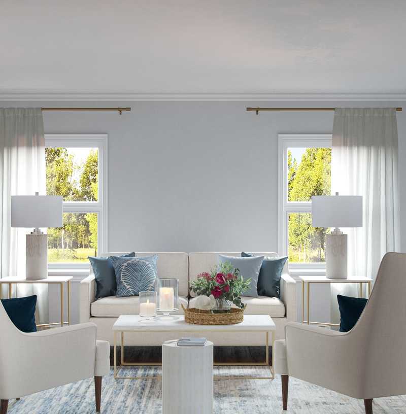 Coastal, Glam Living Room Design by Havenly Interior Designer Tatiana