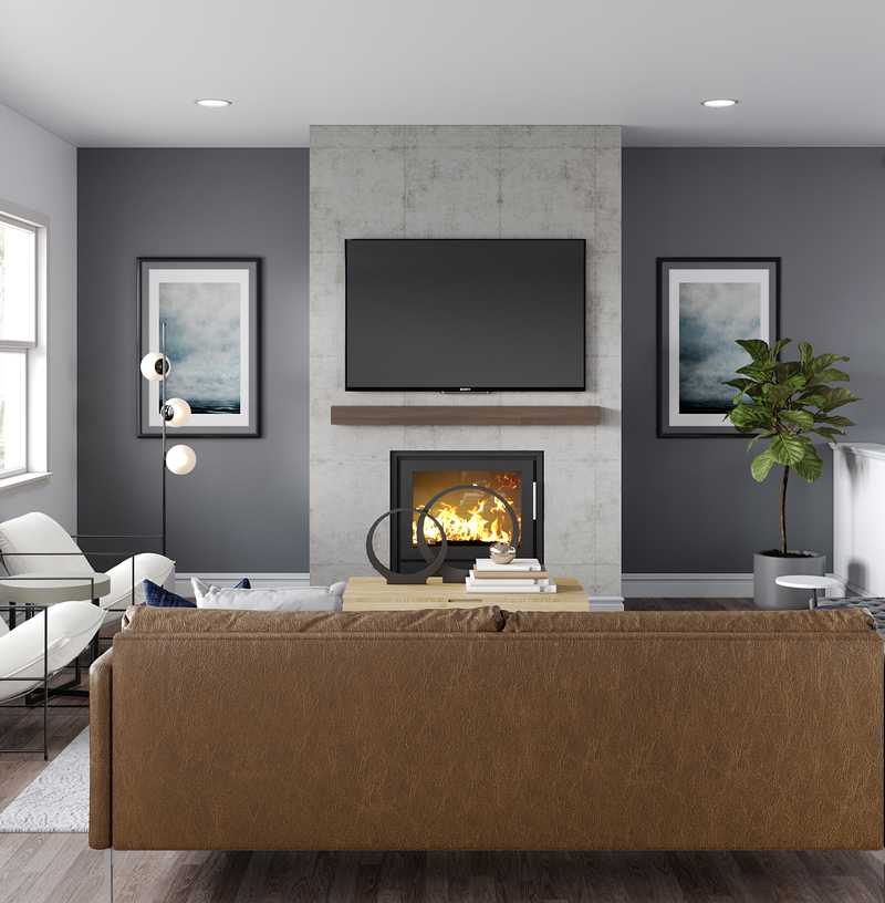 Industrial, Minimal, Scandinavian Living Room Design by Havenly Interior Designer Karen