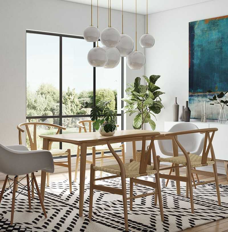 Bohemian, Midcentury Modern Dining Room Design by Havenly Interior Designer Lena