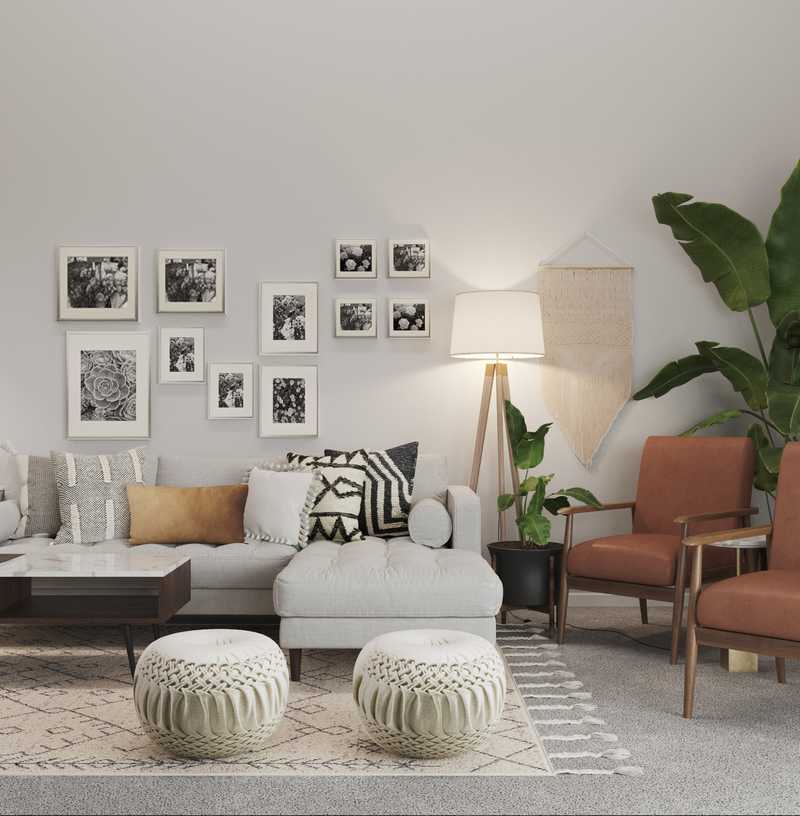 Bohemian, Midcentury Modern Living Room Design by Havenly Interior Designer Ghianella