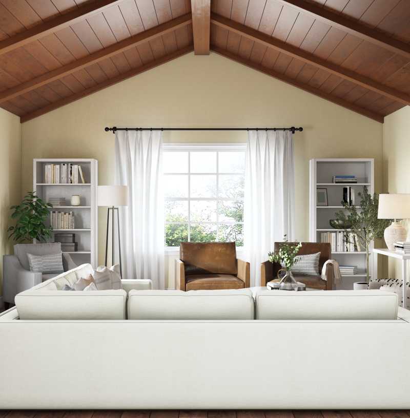 Coastal, Transitional Living Room Design by Havenly Interior Designer Vivian