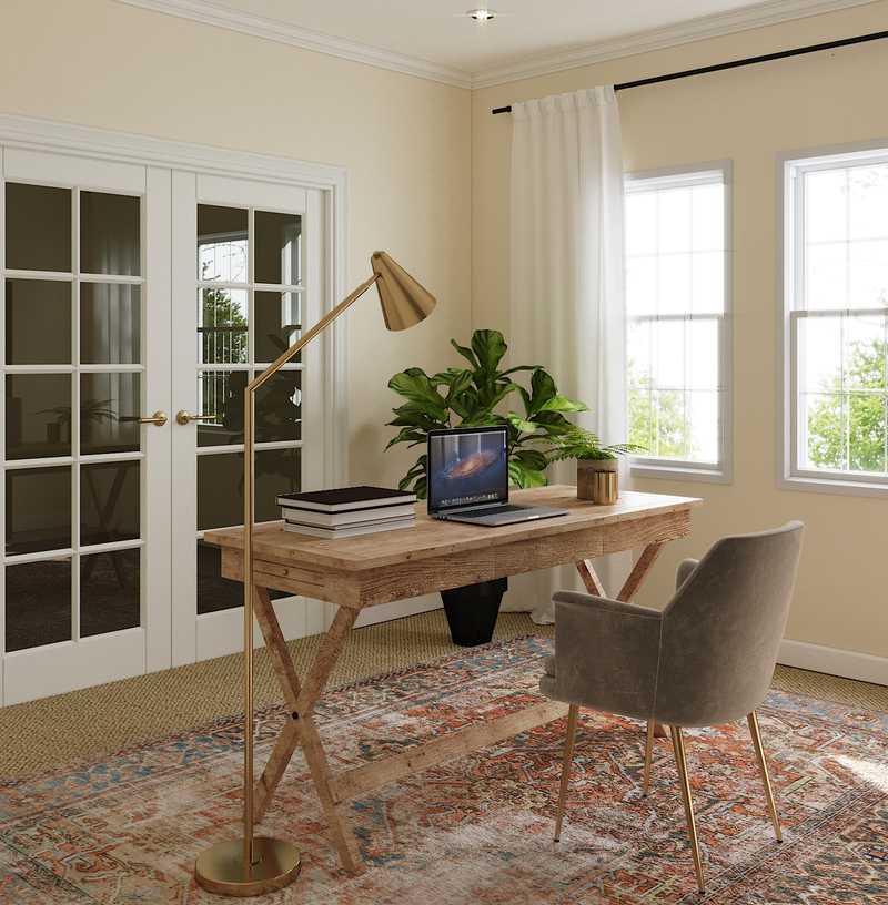 Eclectic, Bohemian, Farmhouse Office Design by Havenly Interior Designer Nichole