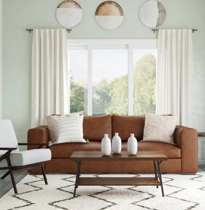 Rustic, Midcentury Modern Living Room Design by Havenly Interior Designer Andrea