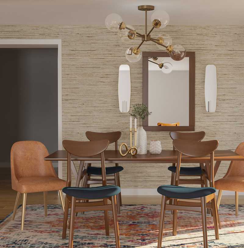 Bohemian, Midcentury Modern Dining Room Design by Havenly Interior Designer Kaity