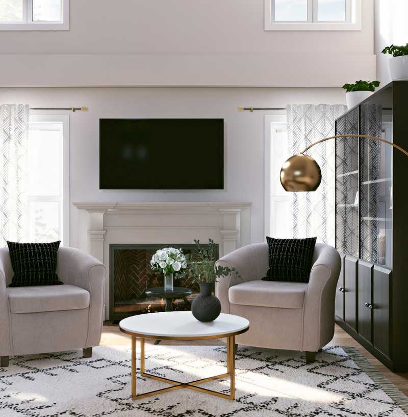 Contemporary, Bohemian, Midcentury Modern, Scandinavian Living Room Design by Havenly Interior Designer Masooma