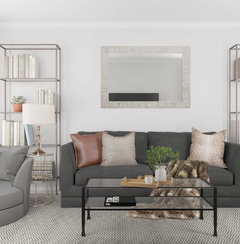 Glam, Rustic Living Room Design by Havenly Interior Designer LuAnne