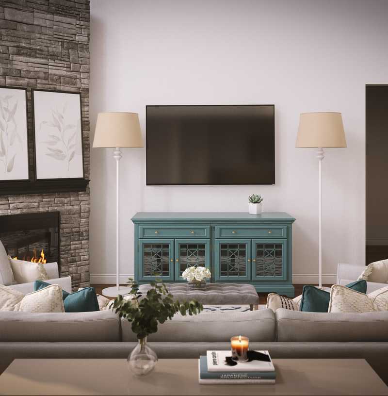 Coastal, Farmhouse Living Room Design by Havenly Interior Designer Austin