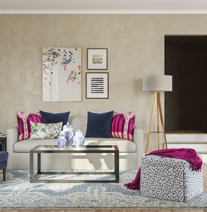 Contemporary, Classic, Eclectic, Glam, Preppy Living Room Design by Havenly Interior Designer Lisa