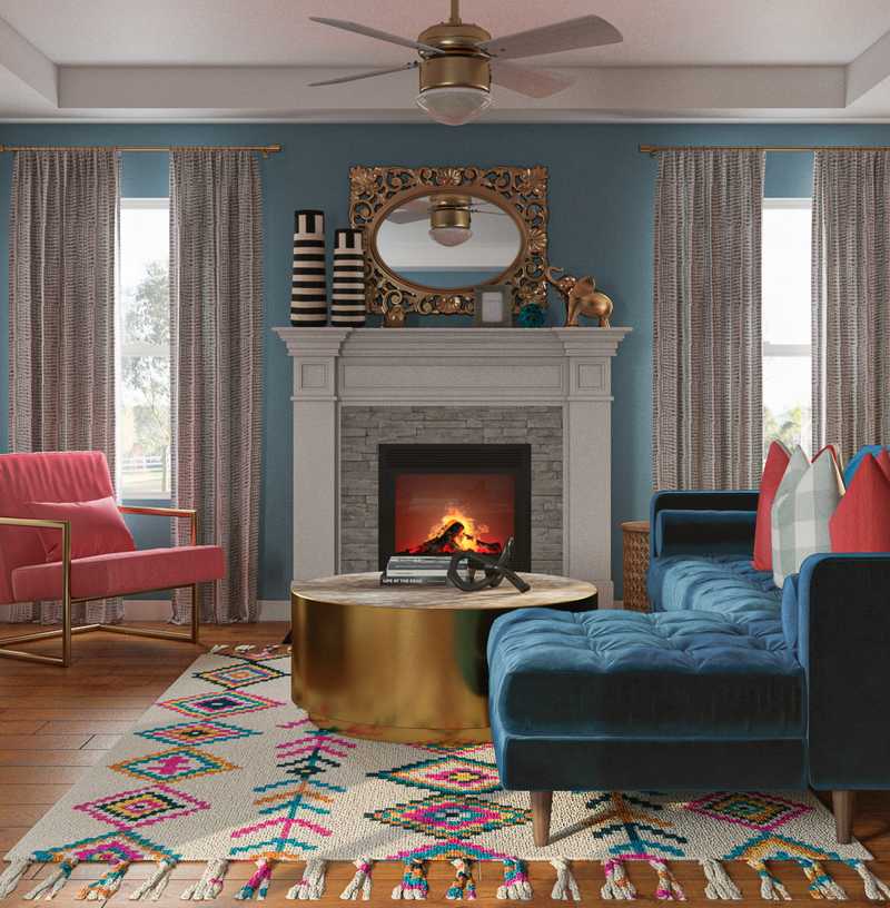 Modern, Glam, Midcentury Modern Living Room Design by Havenly Interior Designer Abi
