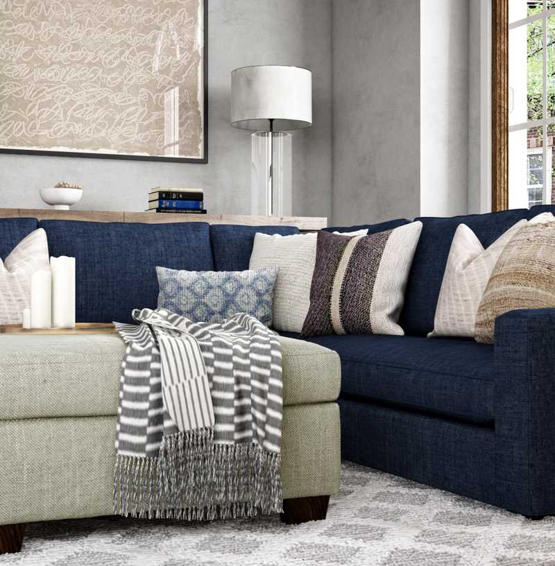 Coastal, Traditional, Farmhouse, Rustic Living Room Design by Havenly Interior Designer Emily