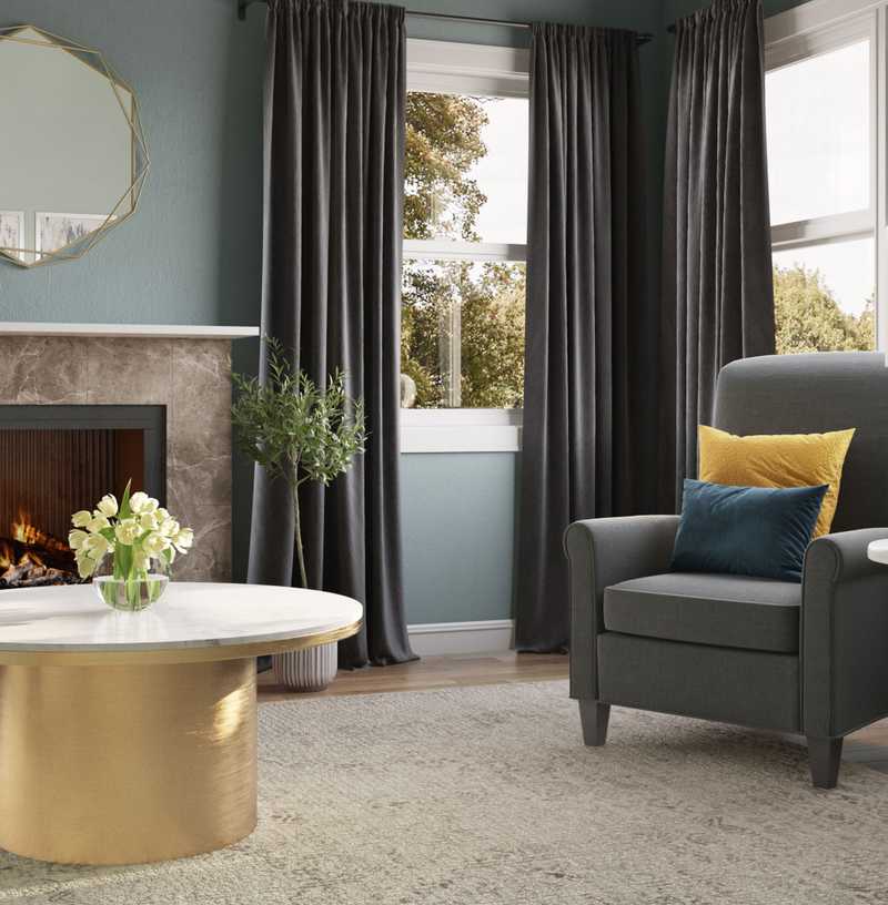Glam, Transitional Living Room Design by Havenly Interior Designer Tabithalynn