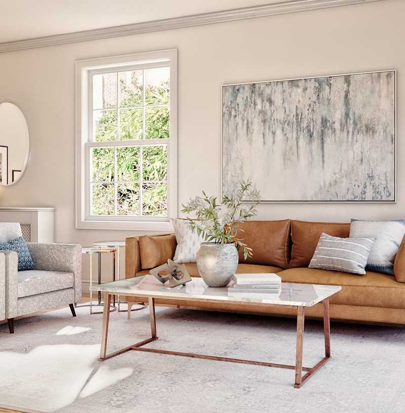 Contemporary, Bohemian, Transitional, Midcentury Modern Living Room Design by Havenly Interior Designer Emily