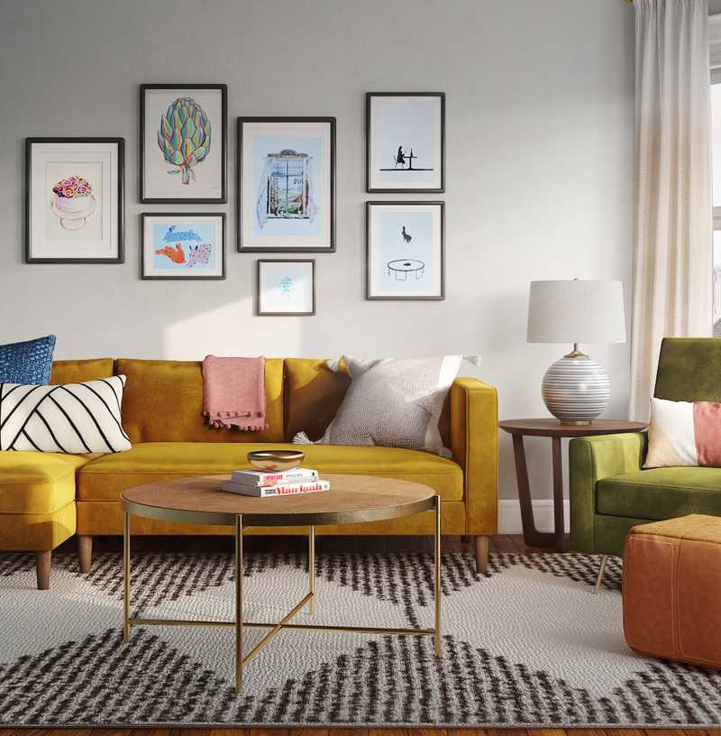 Eclectic, Bohemian, Midcentury Modern Living Room Design by Havenly Interior Designer Yoseika