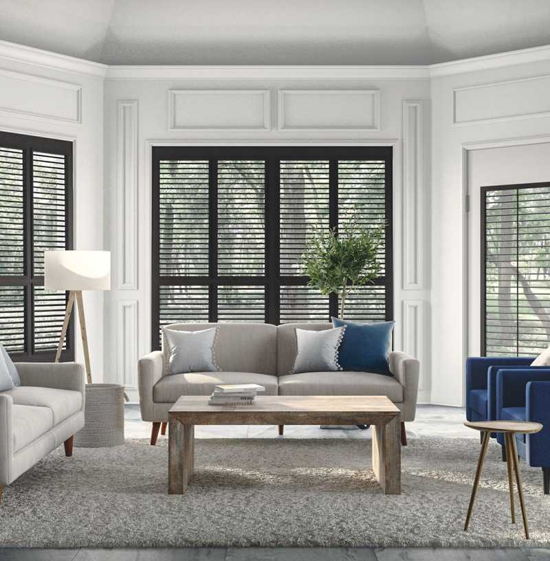 Modern, Transitional, Midcentury Modern Living Room Design by Havenly Interior Designer Marina