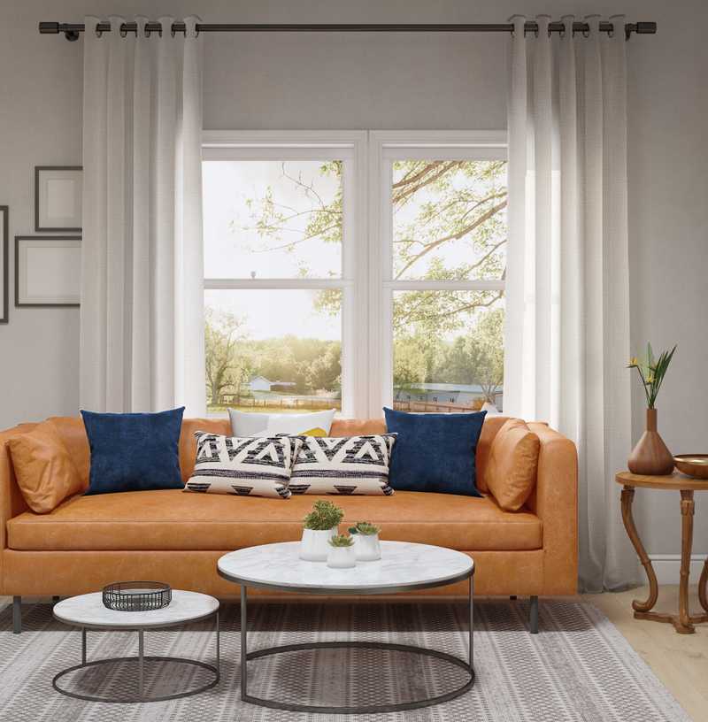 Bohemian, Industrial, Midcentury Modern Living Room Design by Havenly Interior Designer Dayana