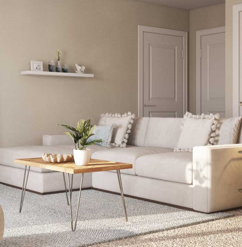 Coastal, Farmhouse Living Room Design by Havenly Interior Designer Aubrey