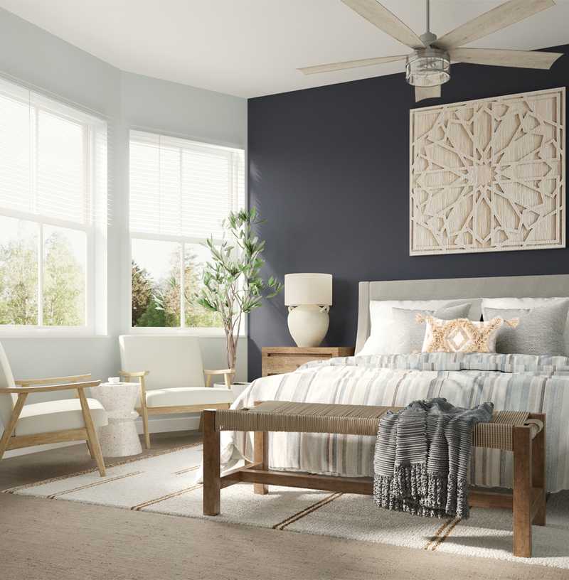 Bohemian, Coastal Bedroom Design by Havenly Interior Designer Astrid