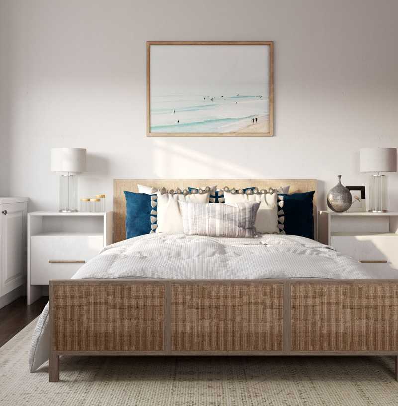 Bohemian, Coastal Bedroom Design by Havenly Interior Designer Athina