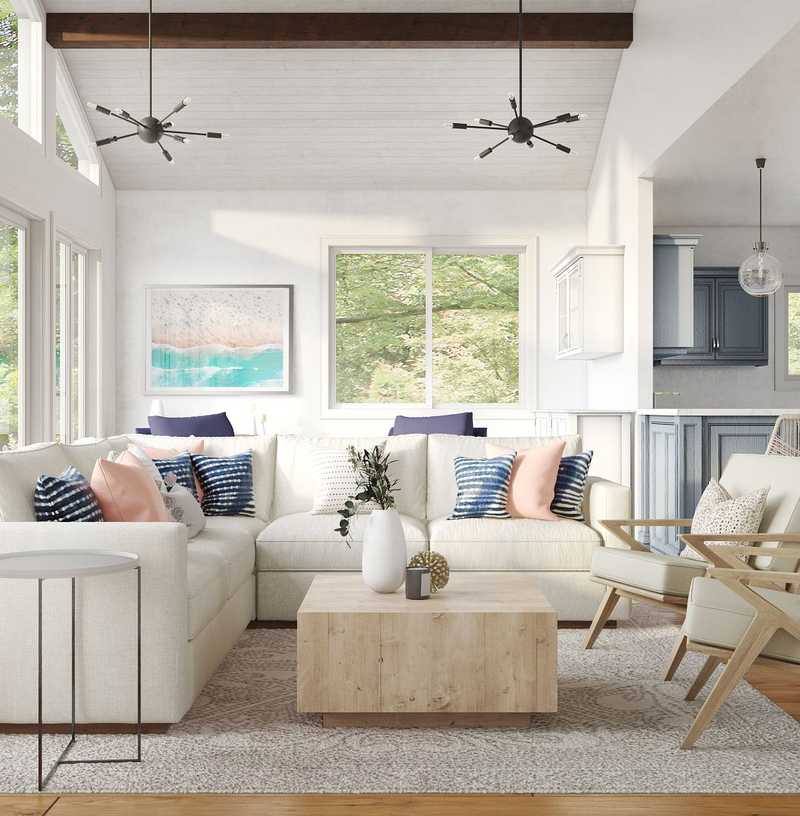 Contemporary, Modern, Bohemian, Coastal, Transitional, Scandinavian Living Room Design by Havenly Interior Designer Lisa