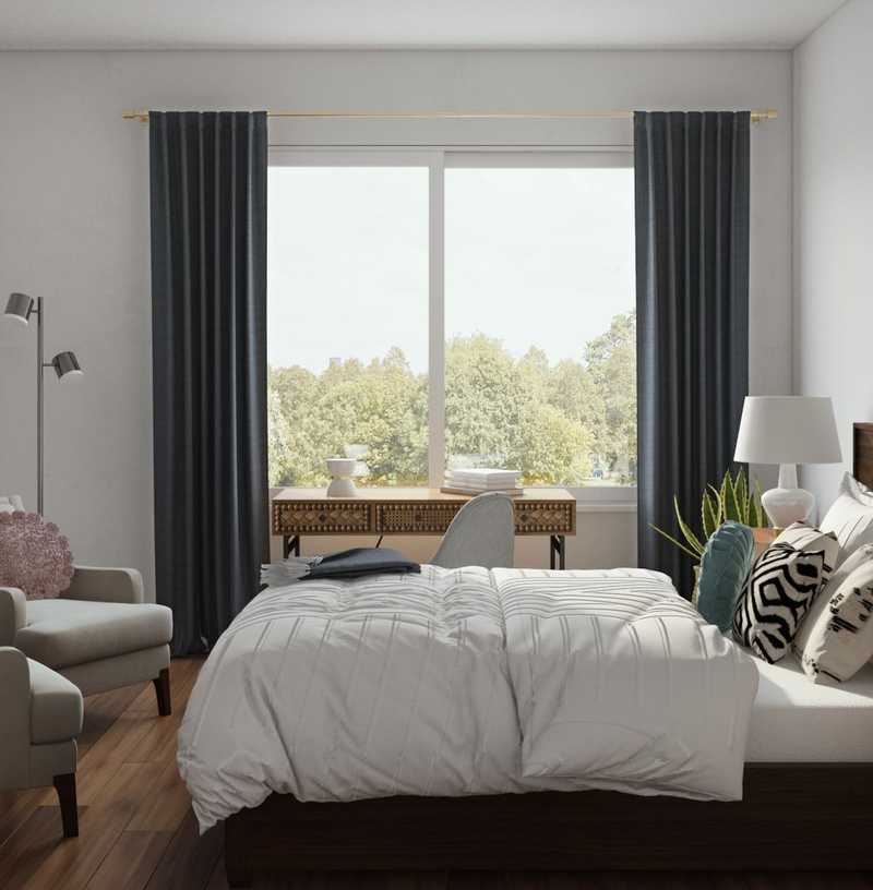 Bohemian, Midcentury Modern Bedroom Design by Havenly Interior Designer Brianna