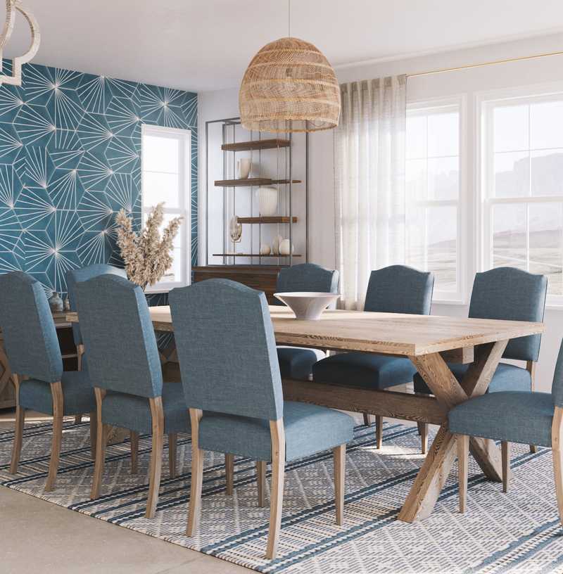 Bohemian, Coastal Dining Room Design by Havenly Interior Designer Marisol