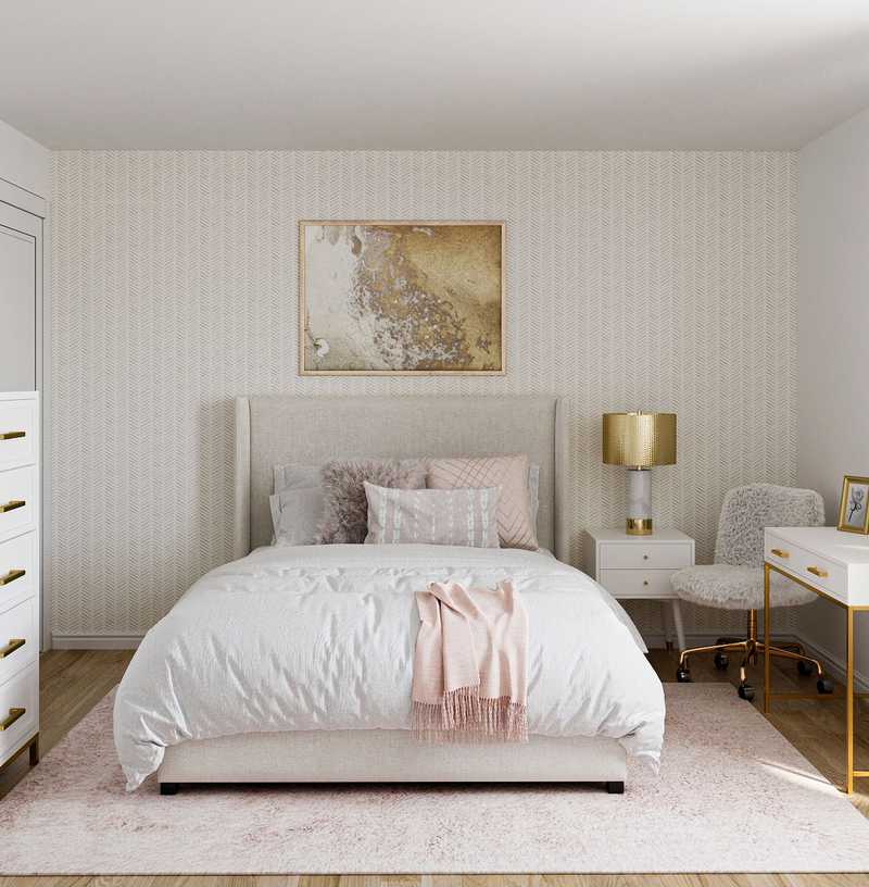 Glam, Preppy Bedroom Design by Havenly Interior Designer Shauna