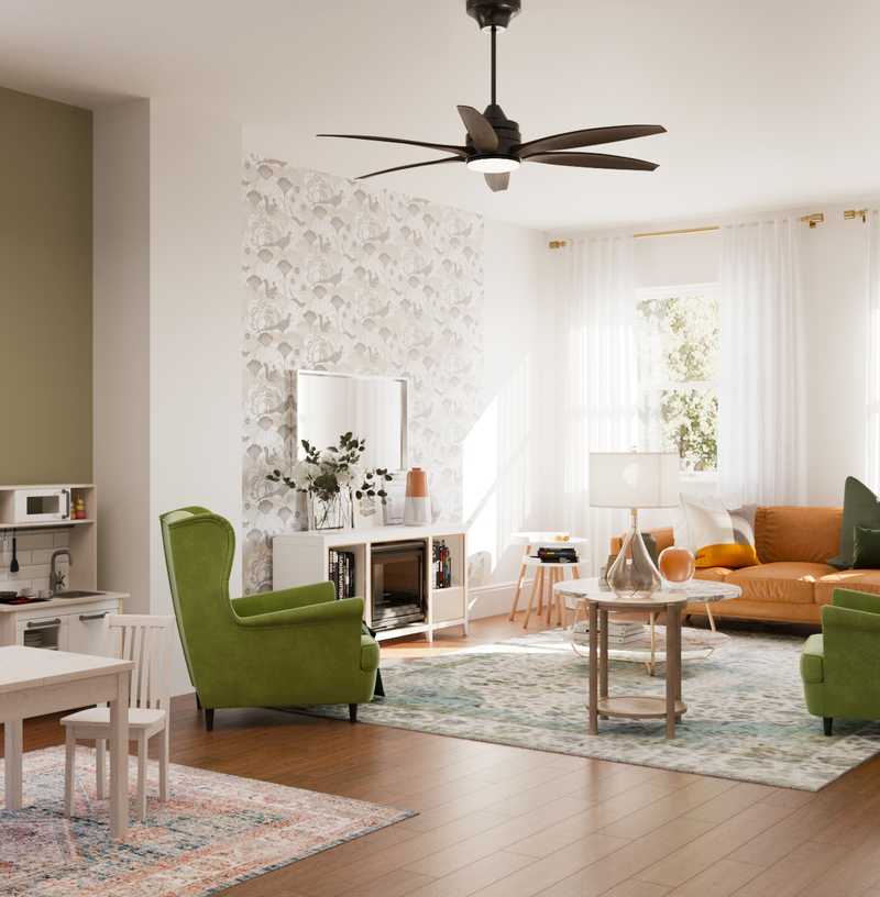 Contemporary, Modern, Classic, Eclectic, Bohemian, Farmhouse, Global, Midcentury Modern Living Room Design by Havenly Interior Designer Marina