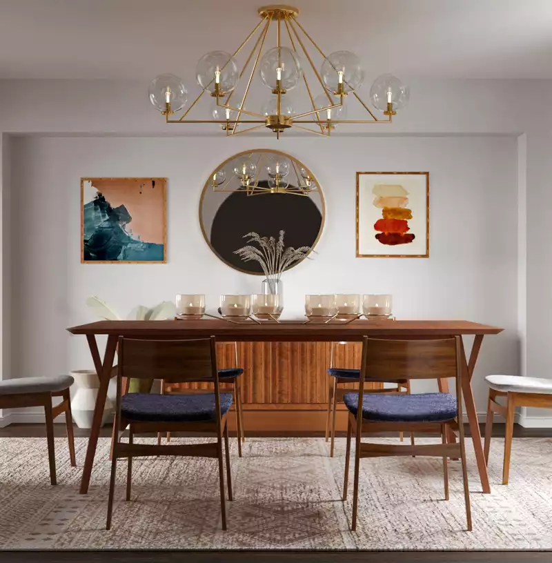 Bohemian, Midcentury Modern Dining Room Design by Havenly Interior Designer Athena
