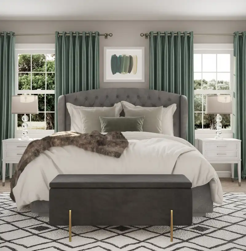 Modern, Glam, Farmhouse Bedroom Design by Havenly Interior Designer Allison