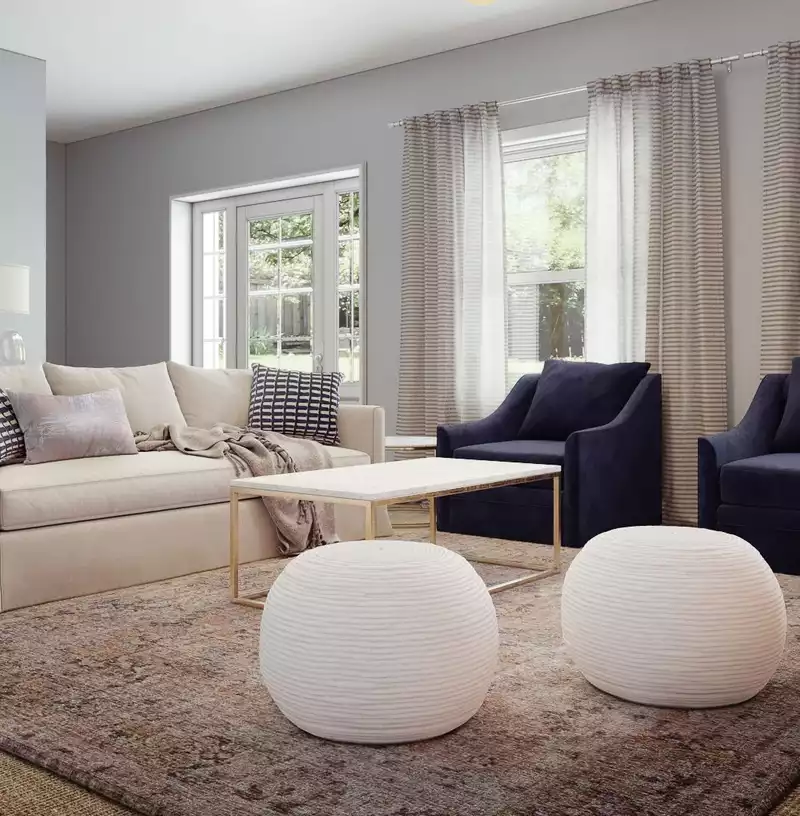 Modern, Coastal, Glam, Traditional Living Room Design by Havenly Interior Designer Mariela