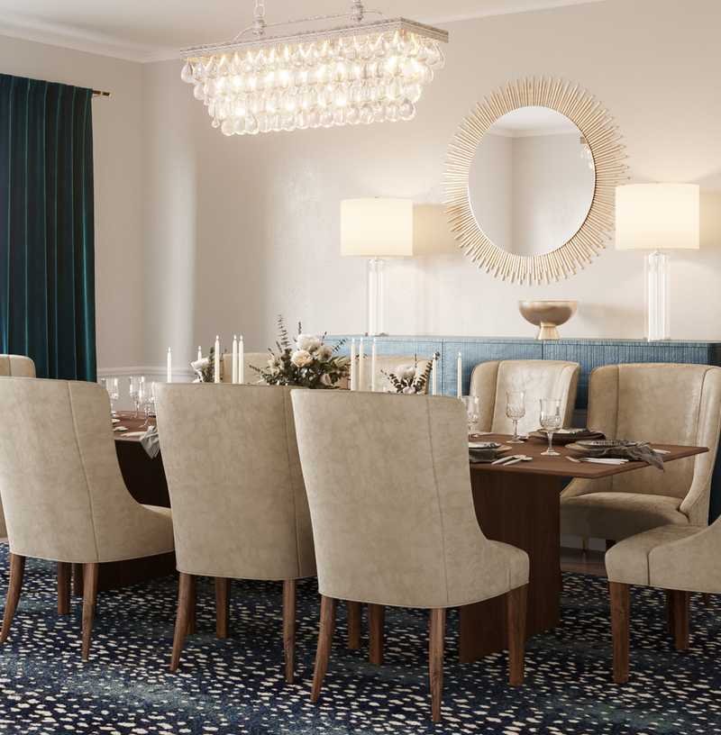 Glam, Transitional Dining Room Design by Havenly Interior Designer Namita
