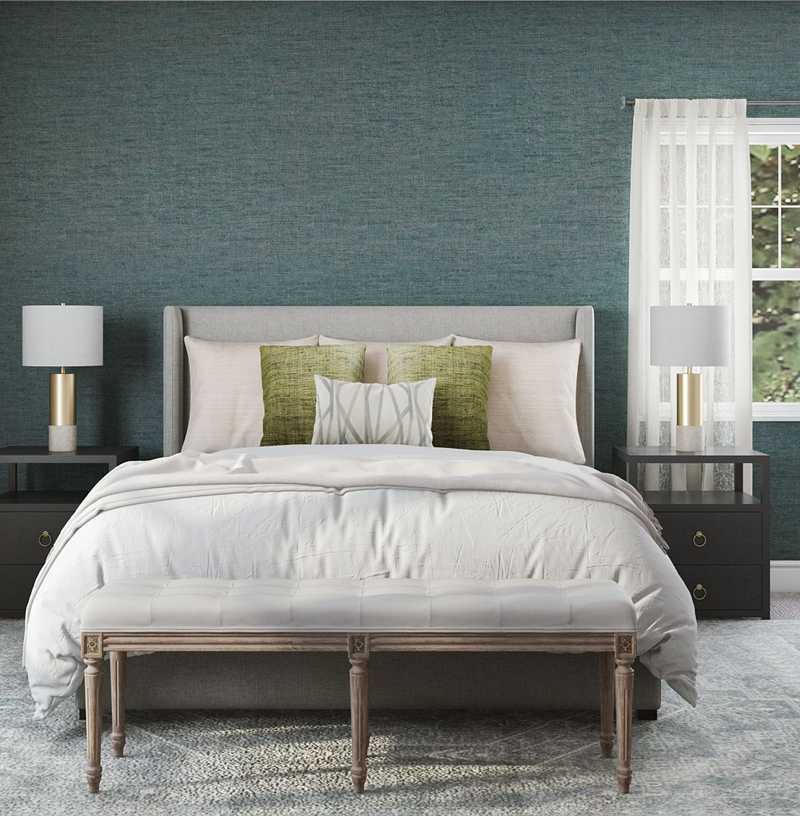 Transitional, Preppy Bedroom Design by Havenly Interior Designer Ana