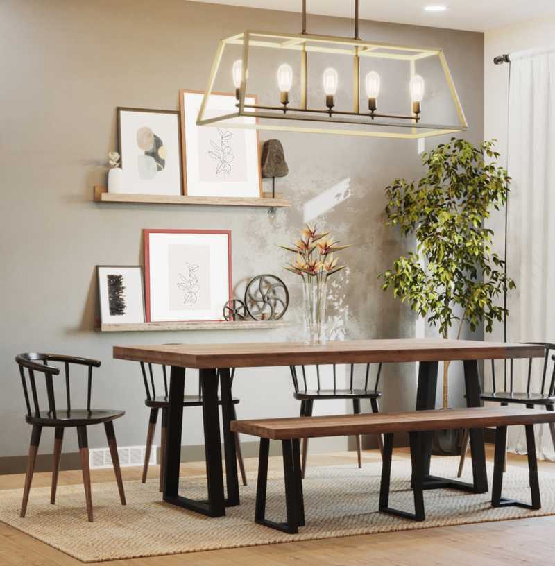 Bohemian, Industrial, Minimal, Scandinavian Dining Room Design by Havenly Interior Designer Kasia