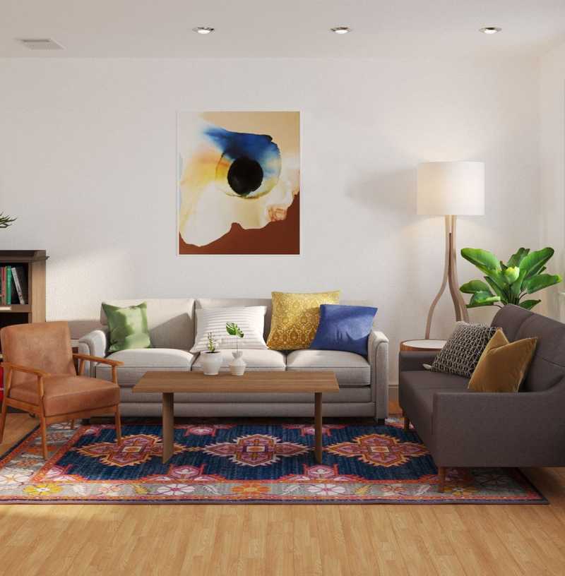 Bohemian, Midcentury Modern, Scandinavian Living Room Design by Havenly Interior Designer Abril