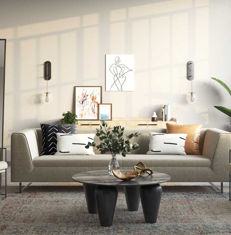 Modern, Industrial, Minimal Living Room Design by Havenly Interior Designer Astrid