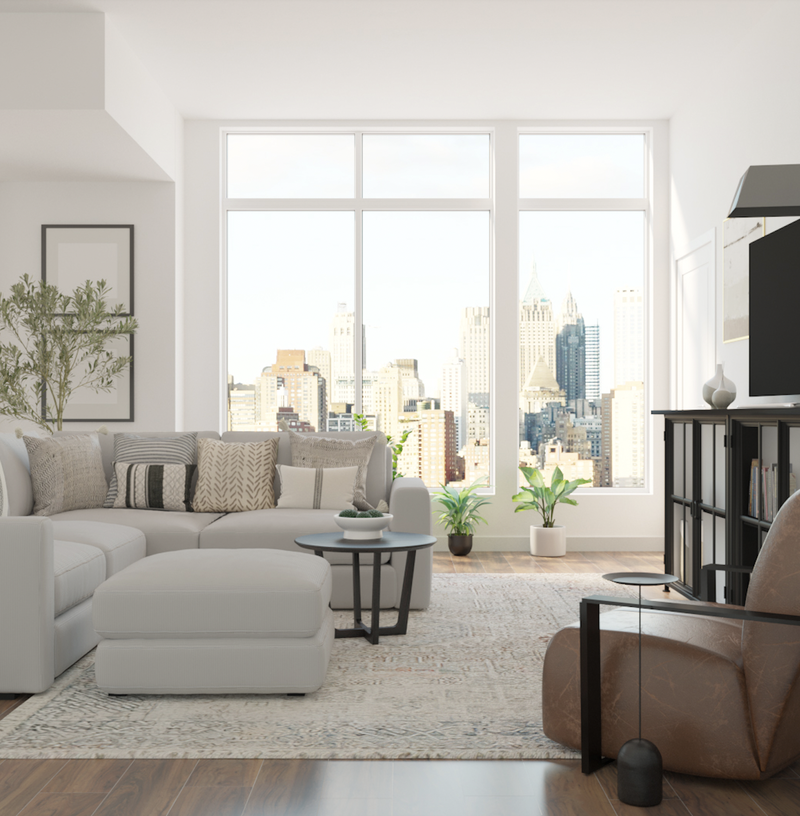 Modern, Midcentury Modern Living Room Design by Havenly Interior Designer Jennifer