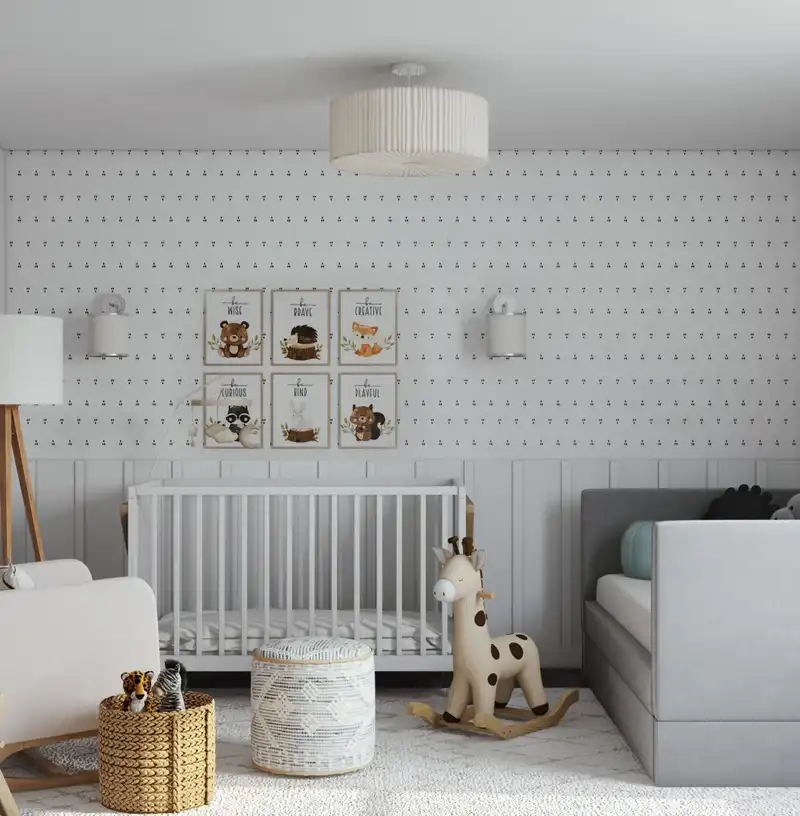 Midcentury Modern, Scandinavian Nursery Design by Havenly Interior Designer Regina