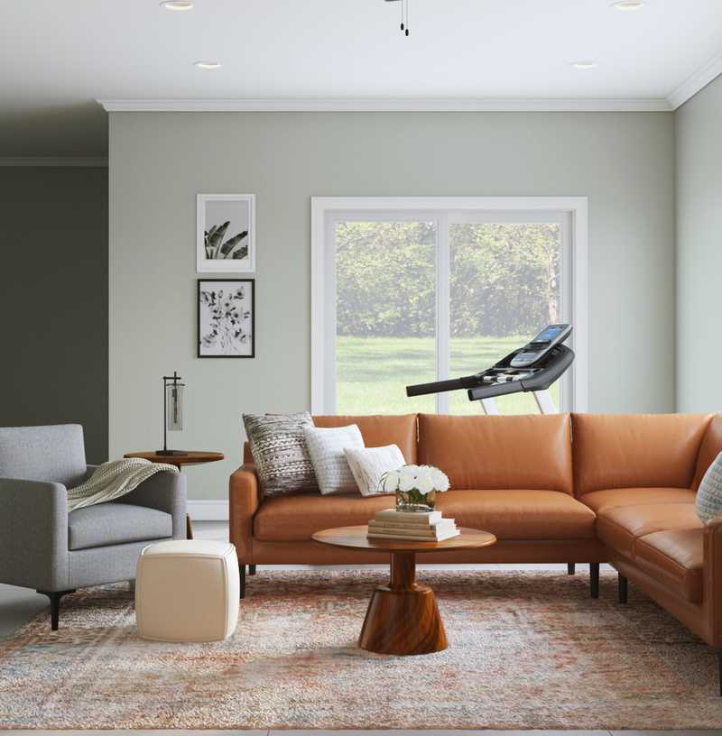 Bohemian, Industrial, Farmhouse, Midcentury Modern, Scandinavian Living Room Design by Havenly Interior Designer Karen