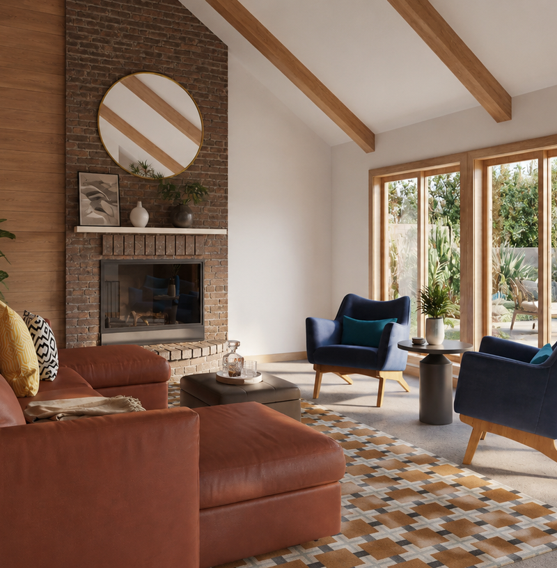 Modern, Midcentury Modern Living Room Design by Havenly Interior Designer Ana