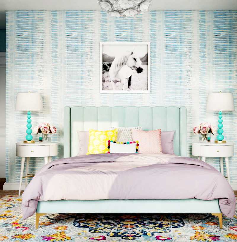 Modern, Eclectic, Bohemian, Preppy Bedroom Design by Havenly Interior Designer Katerina