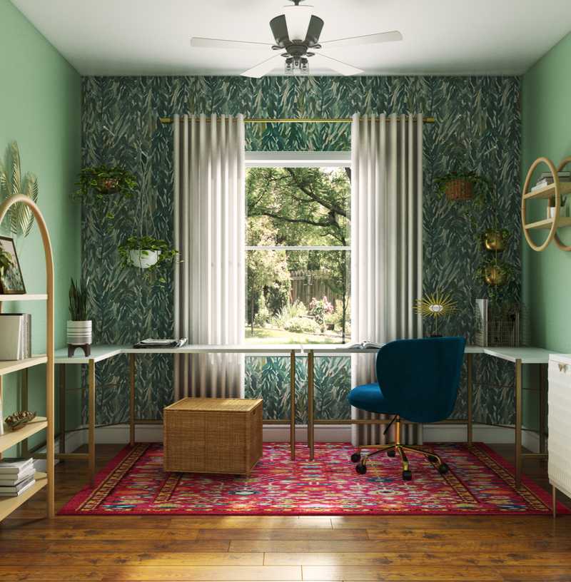 Eclectic, Bohemian, Glam, Global, Scandinavian Office Design by Havenly Interior Designer Christina