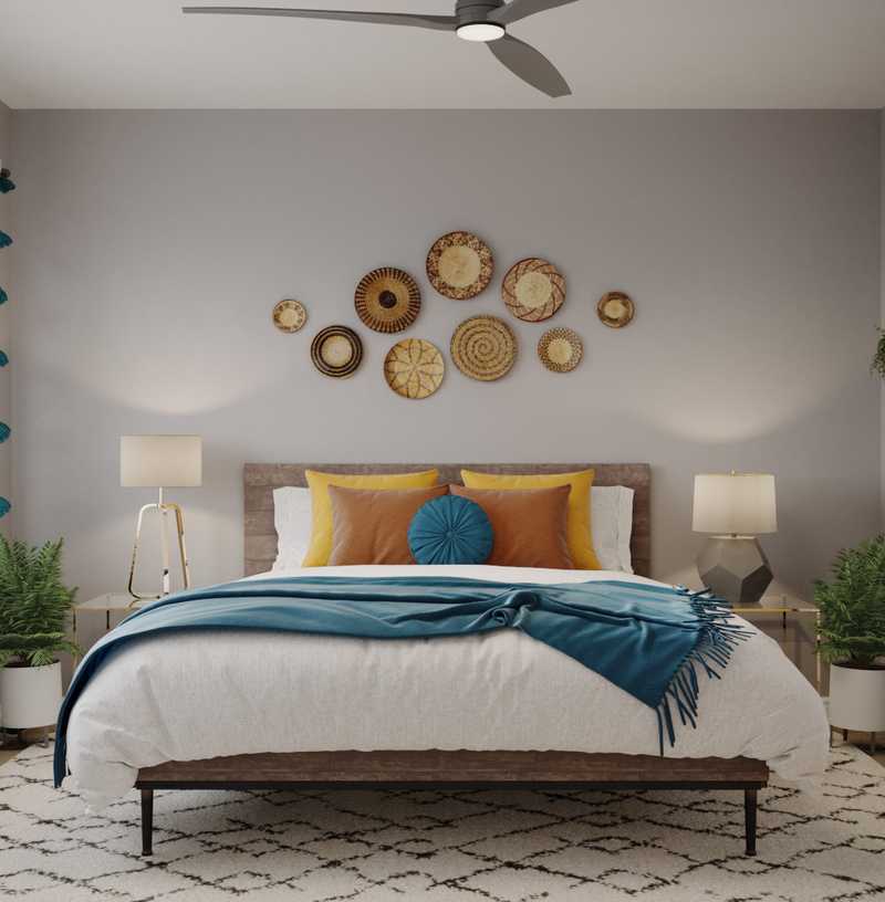 Bohemian, Midcentury Modern Bedroom Design by Havenly Interior Designer Marcelo