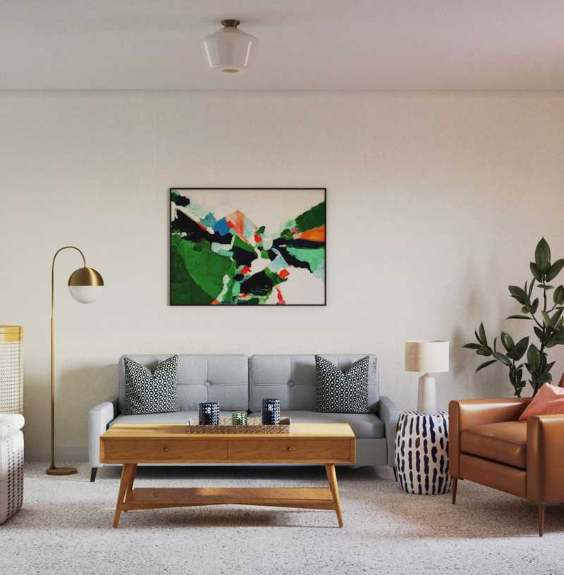 Bohemian, Midcentury Modern Living Room Design by Havenly Interior Designer Julia