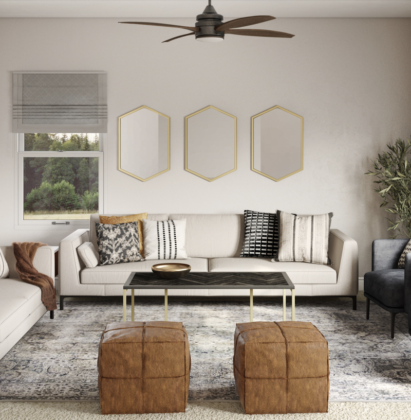 Bohemian, Transitional Living Room Design by Havenly Interior Designer Jennifer