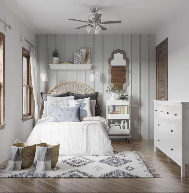 Contemporary, Modern, Bohemian Bedroom Design by Havenly Interior Designer Rumki