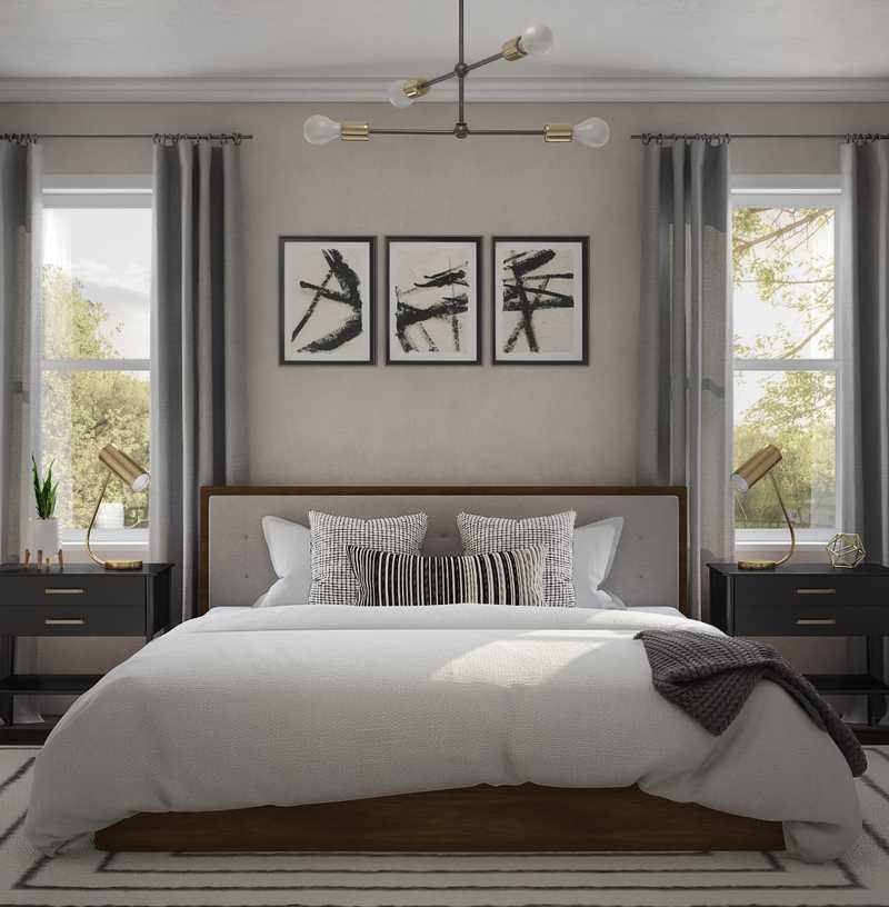 Modern, Industrial, Midcentury Modern Bedroom Design by Havenly Interior Designer Christina