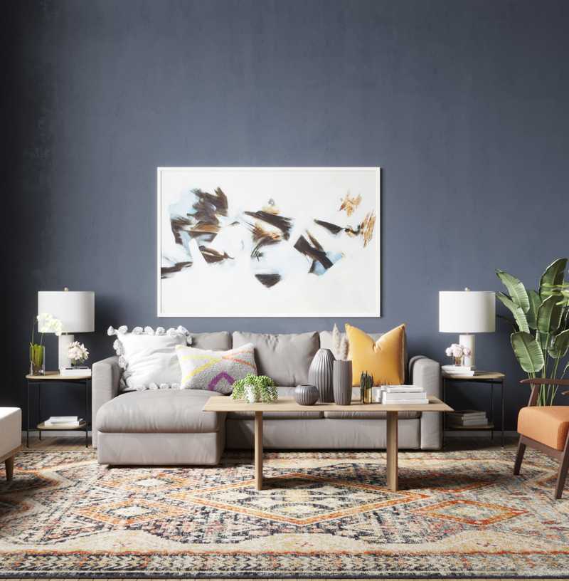Modern, Bohemian, Midcentury Modern Living Room Design by Havenly Interior Designer Carla