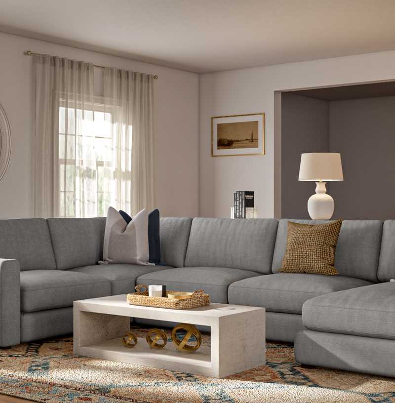 Classic, Coastal, Farmhouse Living Room Design by Havenly Interior Designer Julia