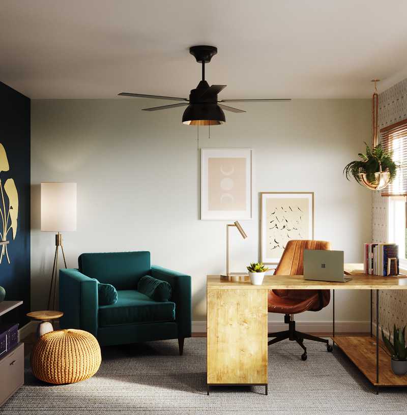 Modern, Eclectic, Midcentury Modern Office Design by Havenly Interior Designer Ashley